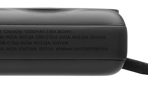 Магнитный беспроводной внешний аккумулятор c подсветкой лого Энчант, 10000 мАч, черный - рис 6.